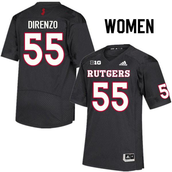 Women #55 J.D. DiRenzo Rutgers Scarlet Knights College Football Jerseys Sale-Black - Click Image to Close